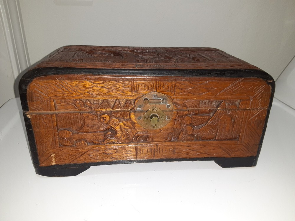 Vintage Small Hand Carved Chest