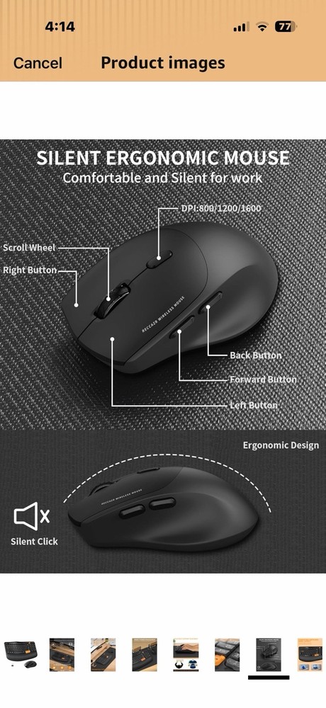 Wireless Keyboard & Mouse Combo 2.4G Ergonomic Spill-Resistant Black