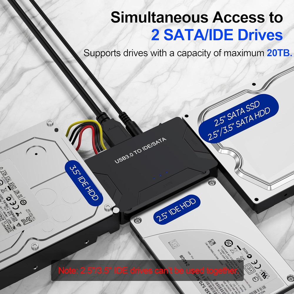 Hard Drive Reader USB 3.0 & Type C to SATA IDE Adapter, Internal Data Transfe...