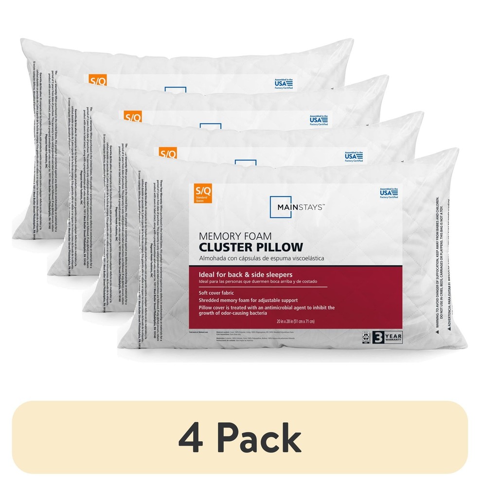 (4 pack ™ Memory Foam Cluster Bed Pillow Standard Queen