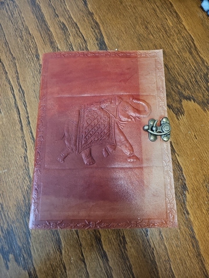 Handmade Elephant Embossed Large Leather Journal Notebook Scrapbook Diary