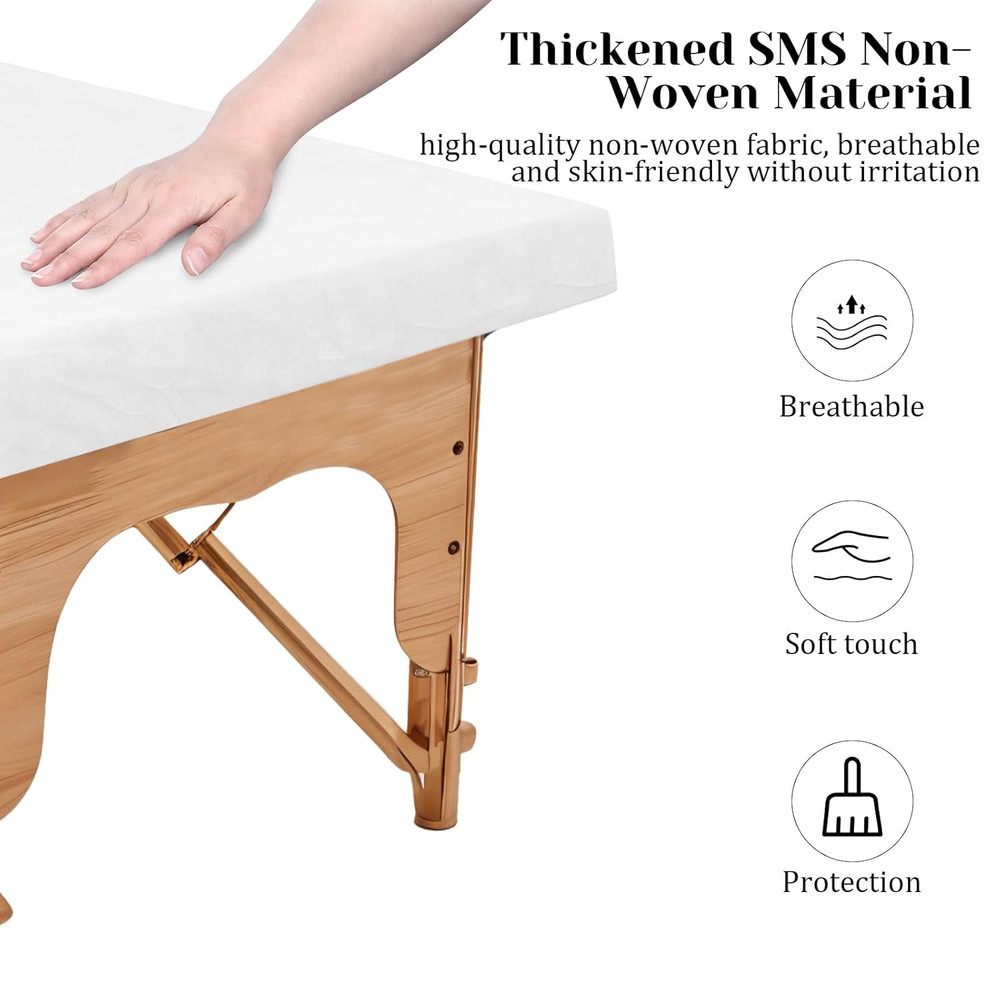 50 Pcs 36" X 85" Disposable Fitted Massage Table Sheets with Elastic, Non Woven