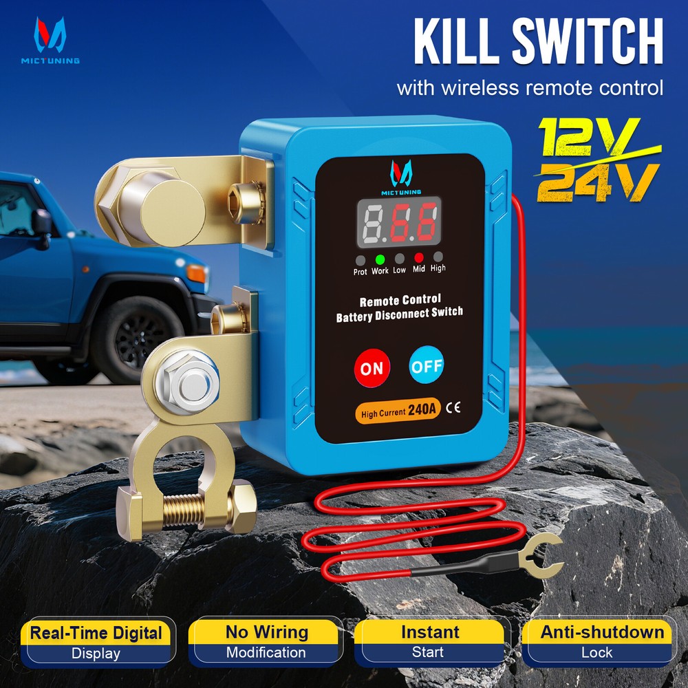 240A Remote Battery Disconnect Kill Switch LED Digital Display Anti-Theft Switch