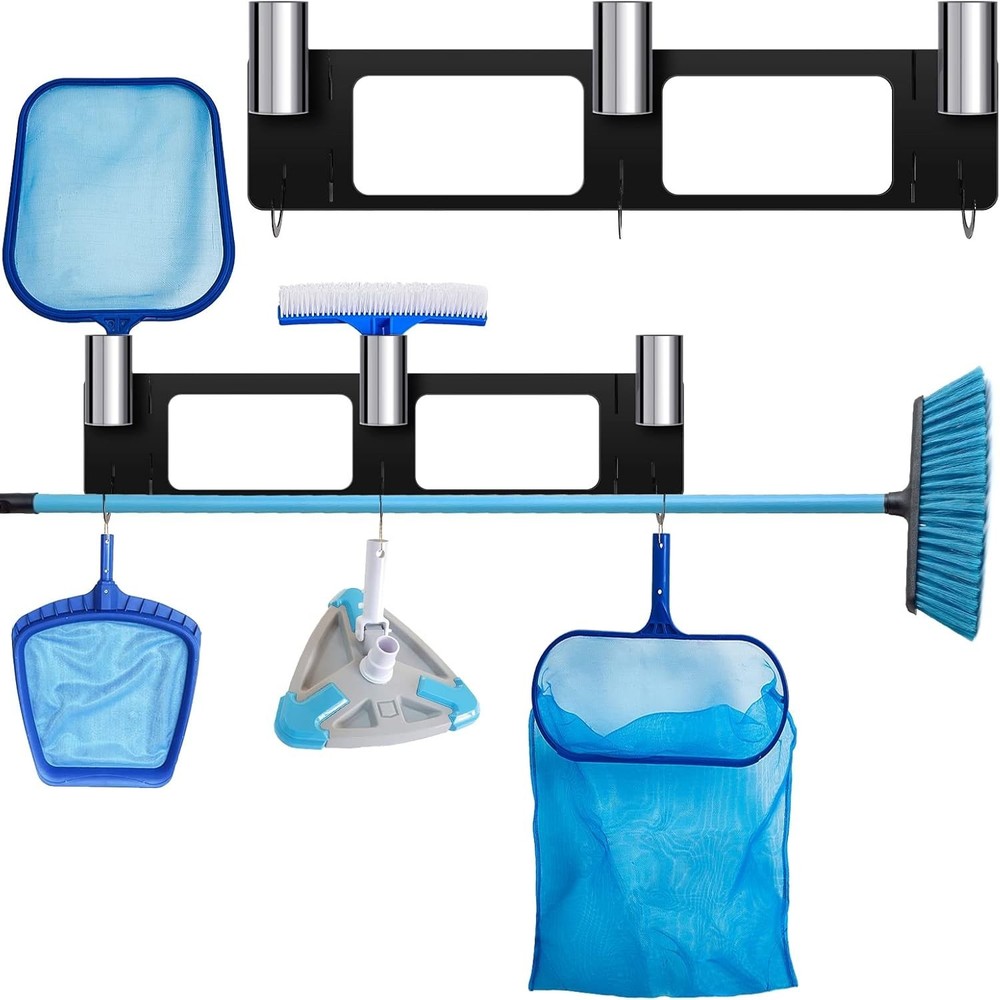New Pool Tools Holders 2 Pack Holds Poles & Skimmer Attachments Tool Storage Dee