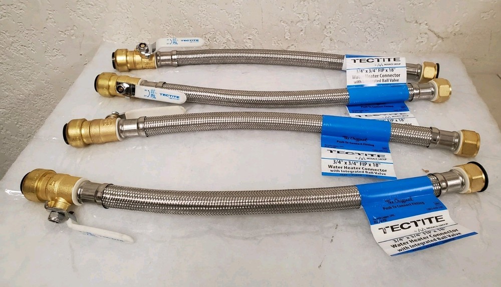 *4* Tectite 3/4" x 3/4" F Pipe Thread x 18" Water Heater Connector FSBBS34F18BV