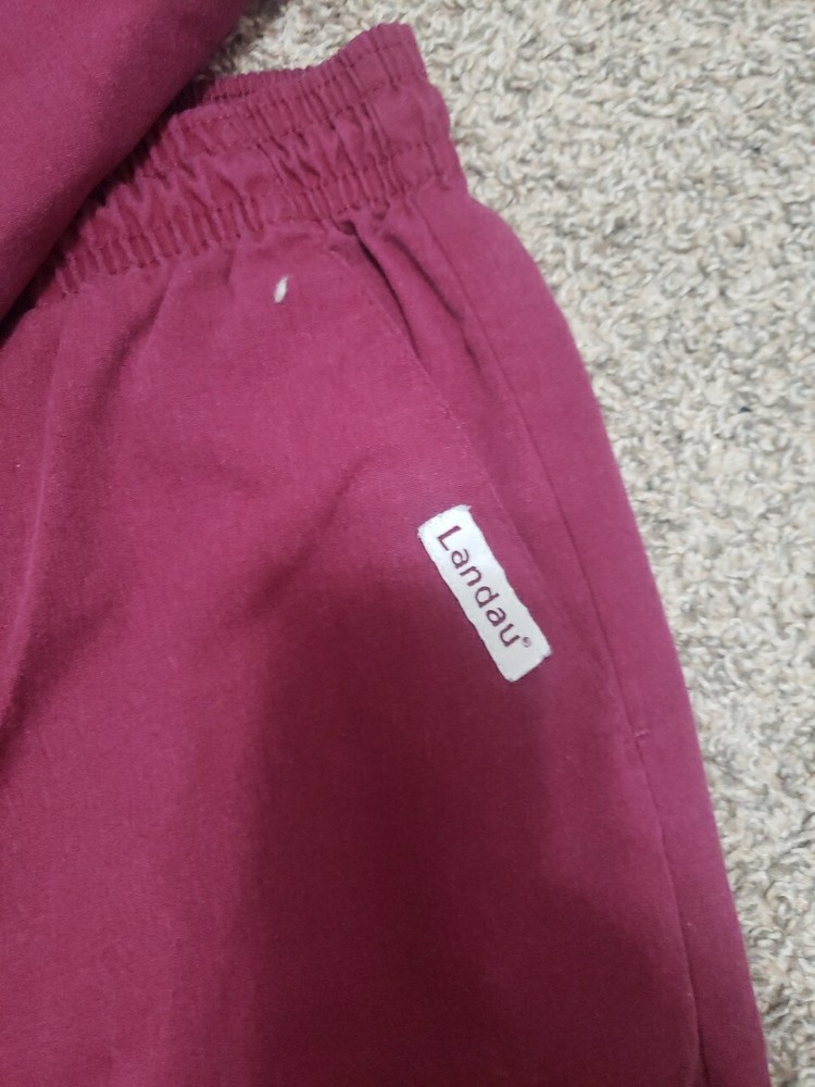 Unisex Landau Maroon Size Medium Scrub Set (Some Spots)