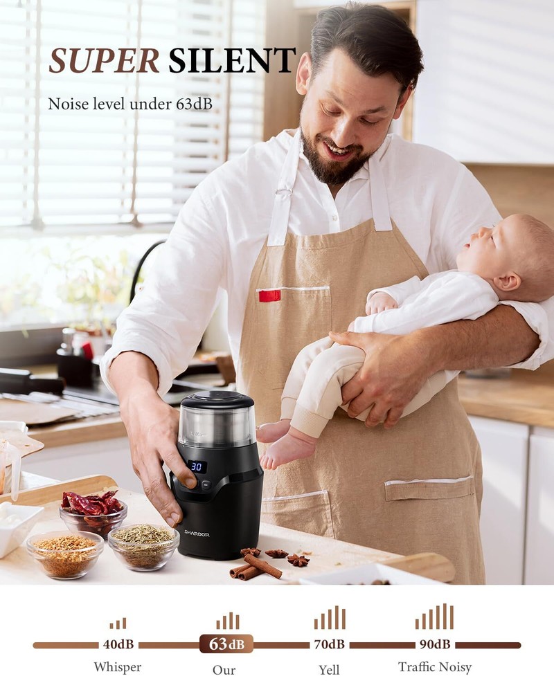 Adjustable Coffee Grinder Electric Super Silent Electric Coffee Bean Grinder Wit