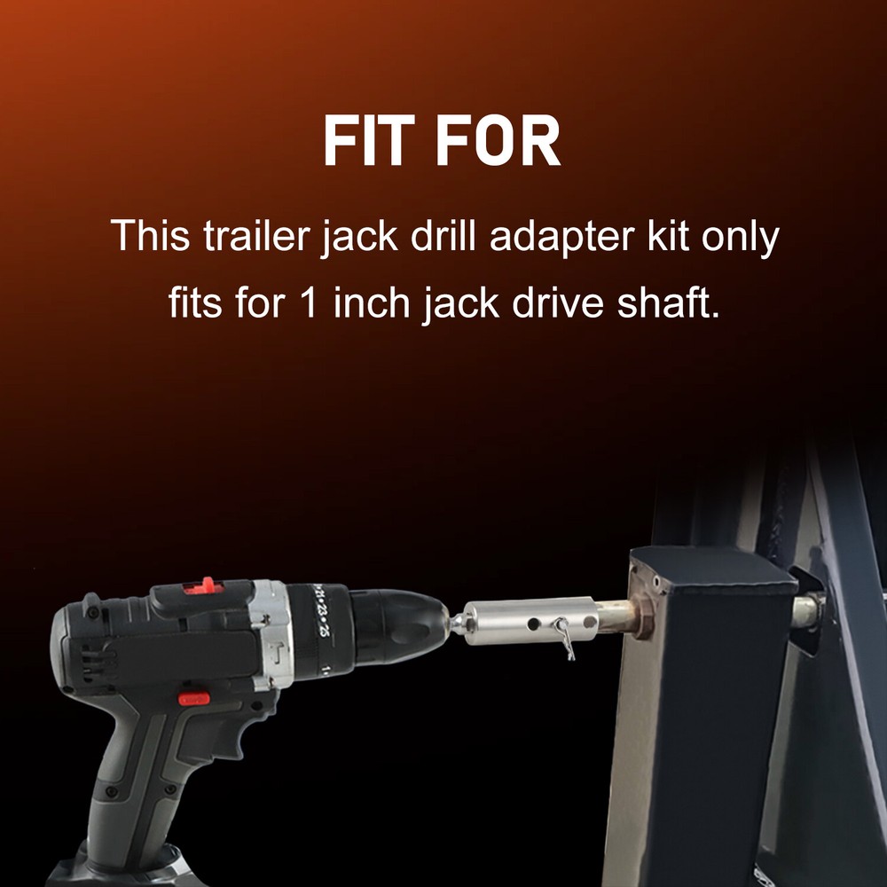 Trailer Jack Power Drill Adapter W/1/2 Inch Socket Bit for 1 In Jack Drive Shaft