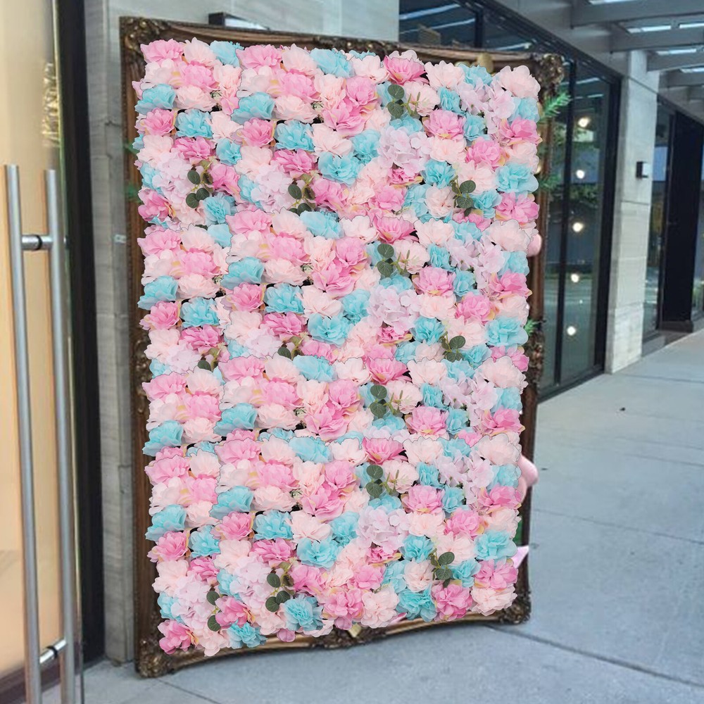 12x Artificial Flower Wall Panels Wall Hydrangea Rose Wedding Backdrop Decor