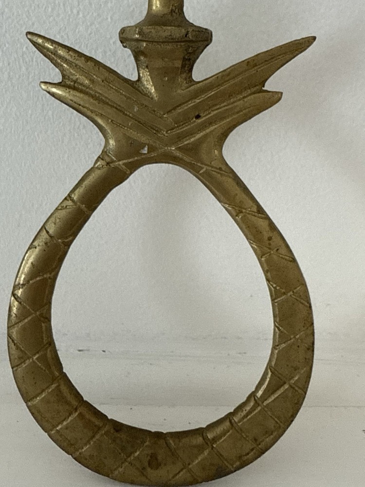 ✿ Vintage Solid Brass Pineapple Wall Hook – 8” Tall – Mid Century Tropical Decor