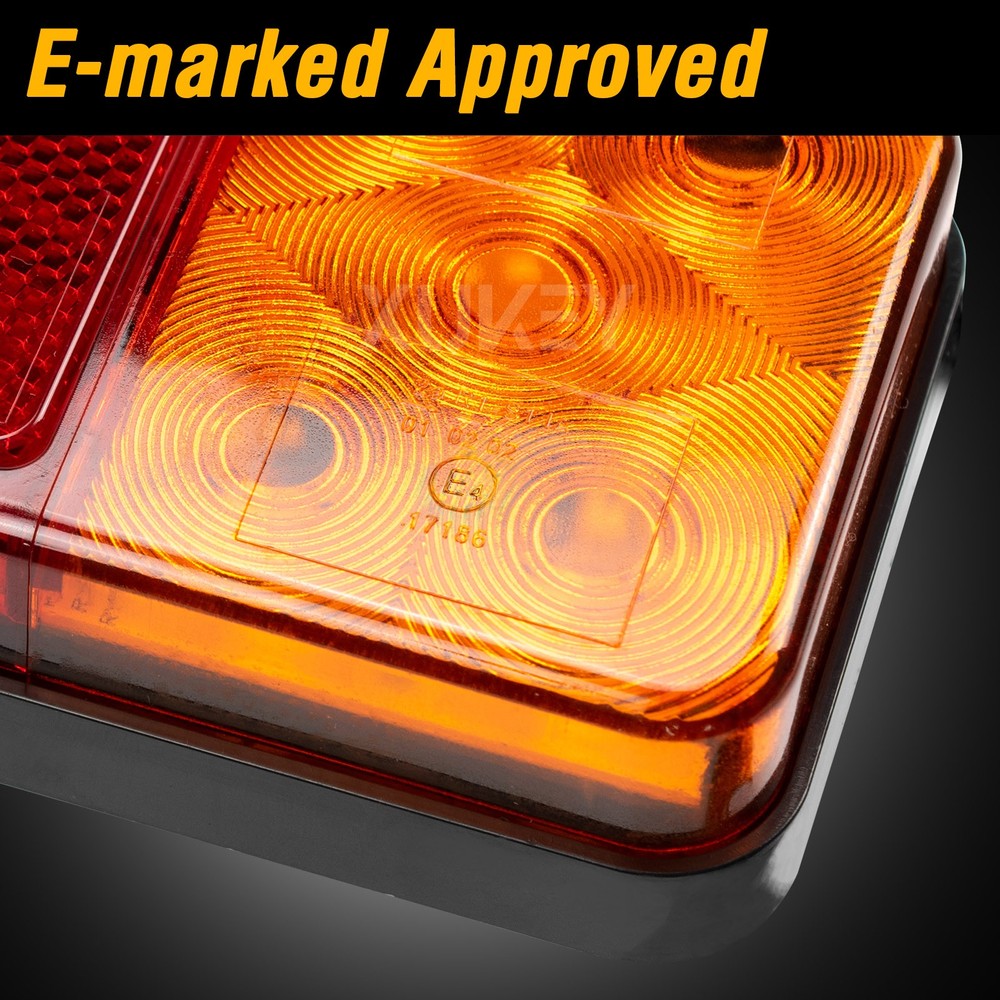 1 Pair Rear LED Square Trailer Tail Brake Indicator Lights Boat Truck Waterproof