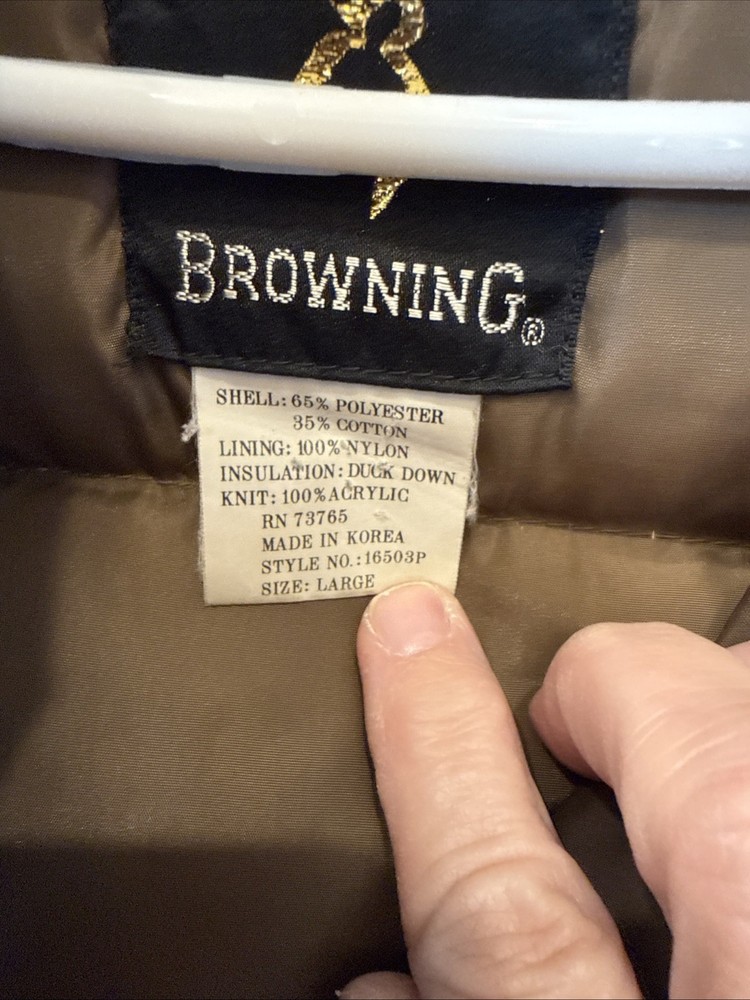 Browning Duck Camo Down Jacket Sz LG