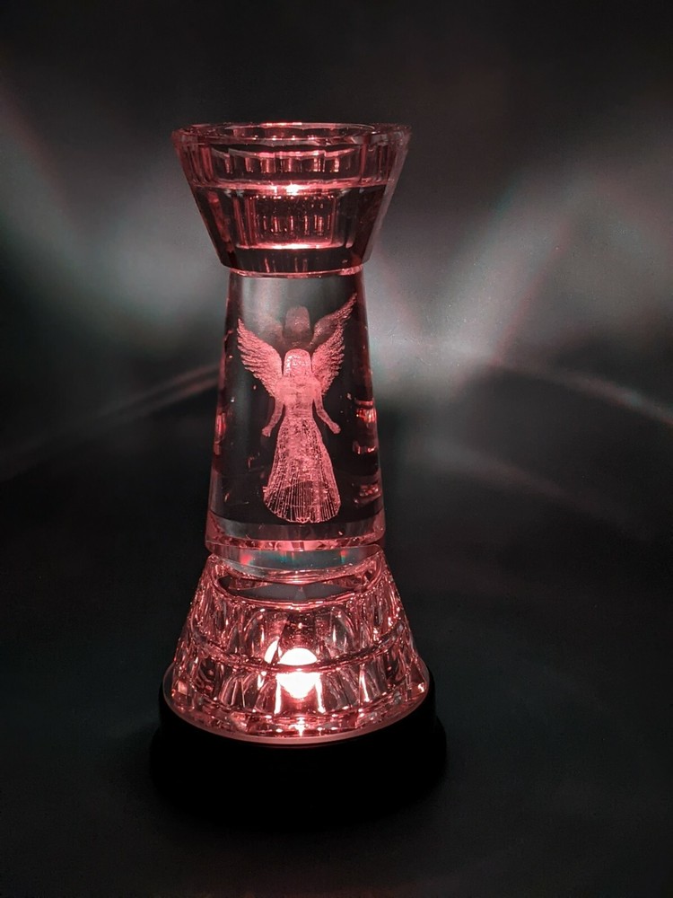 Cut Crystal Laser Angel Candle Holder Light Up Base