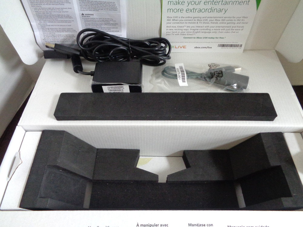 EMPTY BOX Cables & Manual NO SENSOR UNIT - Xbox 360 KINECT Sensor Bar Model 1414