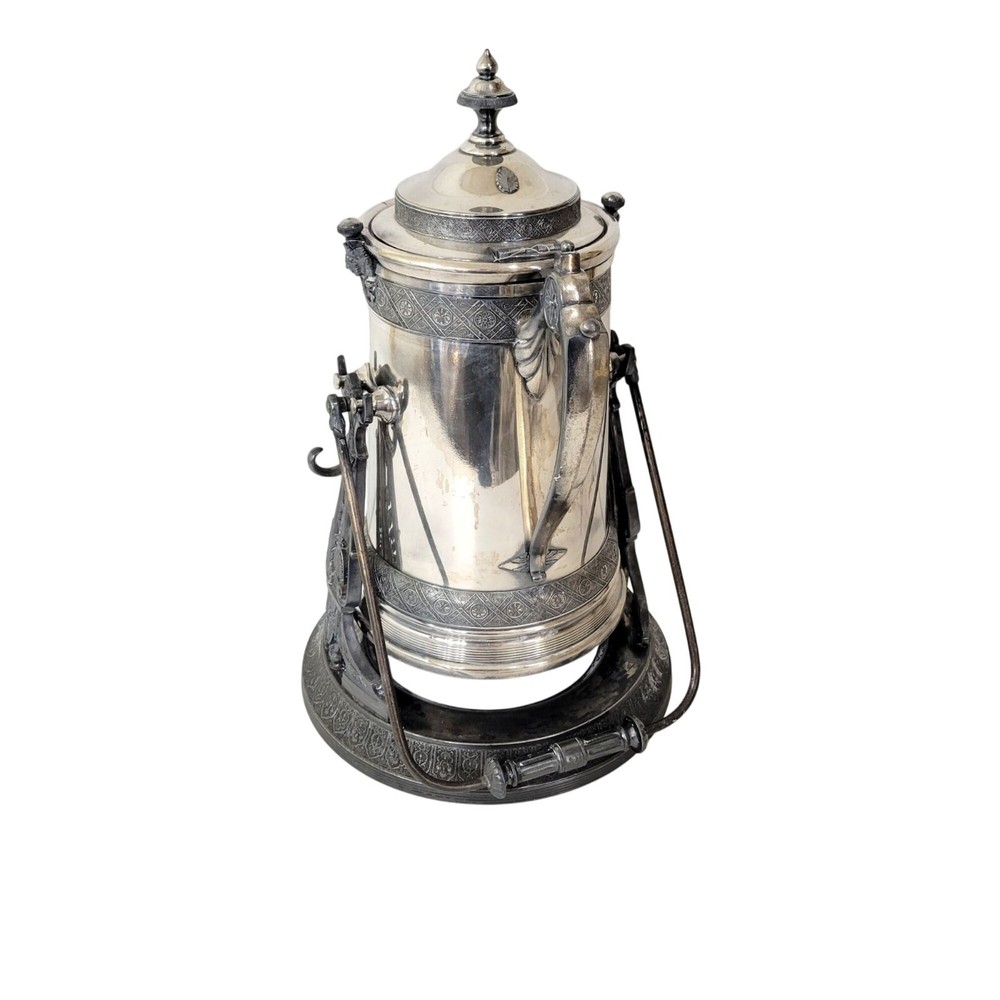 Reed and Barton Antique Silverplate Tilting Pitcher on Stand 1879