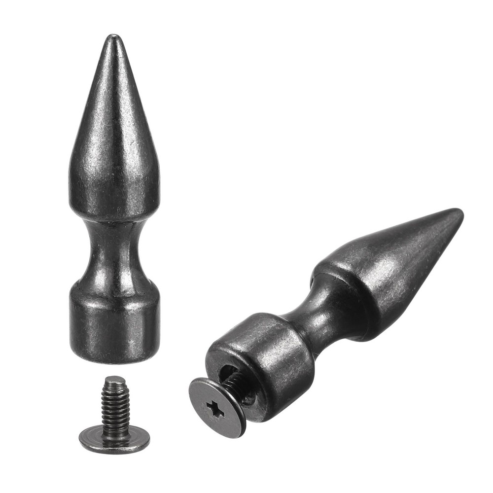 10x35mm Screw Back Rivets, 15 Sets Solid Leather Studs for DIY Black