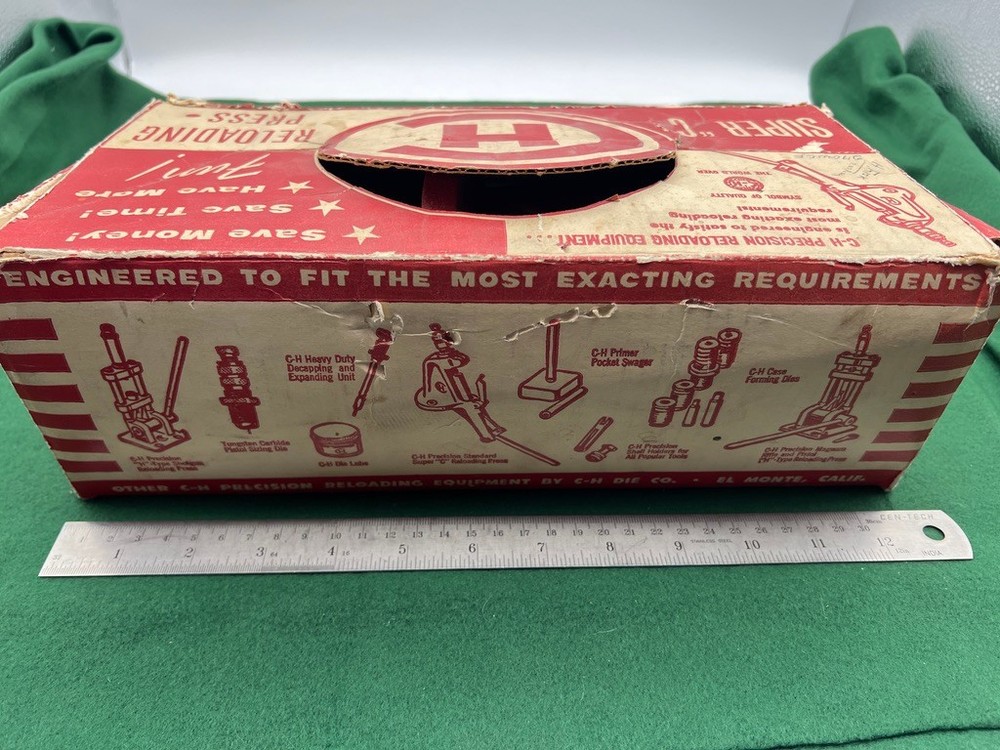Vintage CH Super C Reloading Press Original Display Box Instructions Priming Arm