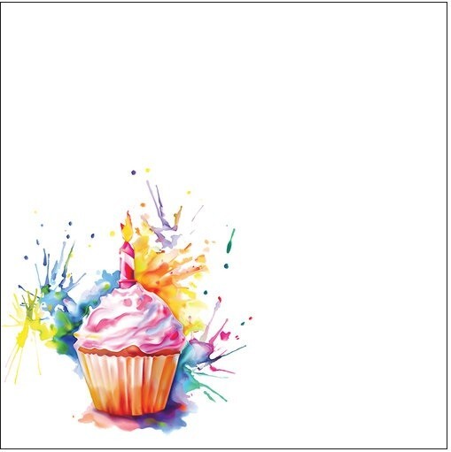 Watercolor Cupcake, scrapbook paper, Ella & Viv - EAV886