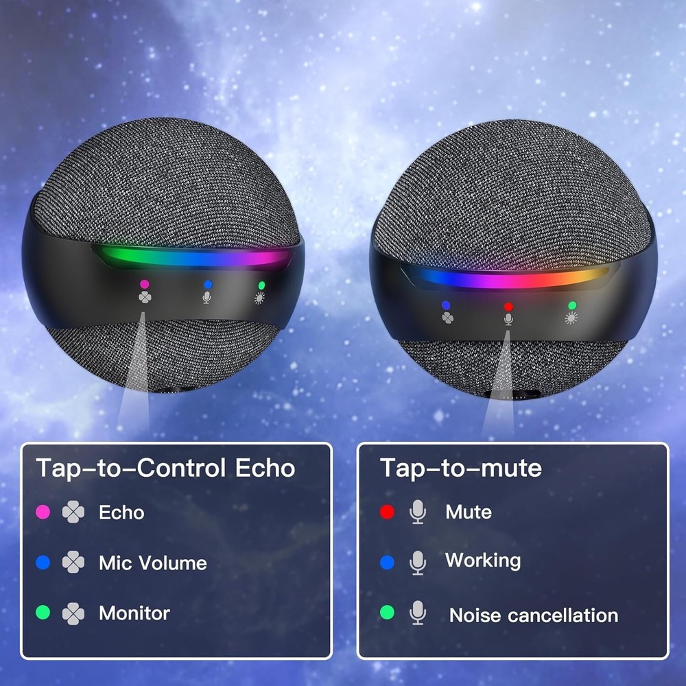 ZealSound Microphone for iPhone,USB mic for PC gaming, Mute Active Noise Cancel