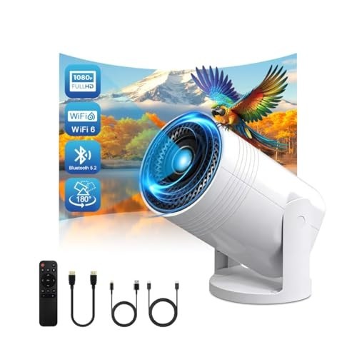 Wireless Mini Projector with WIFI 6 and Bluetooth, 4K 1080P Support Portable Pro