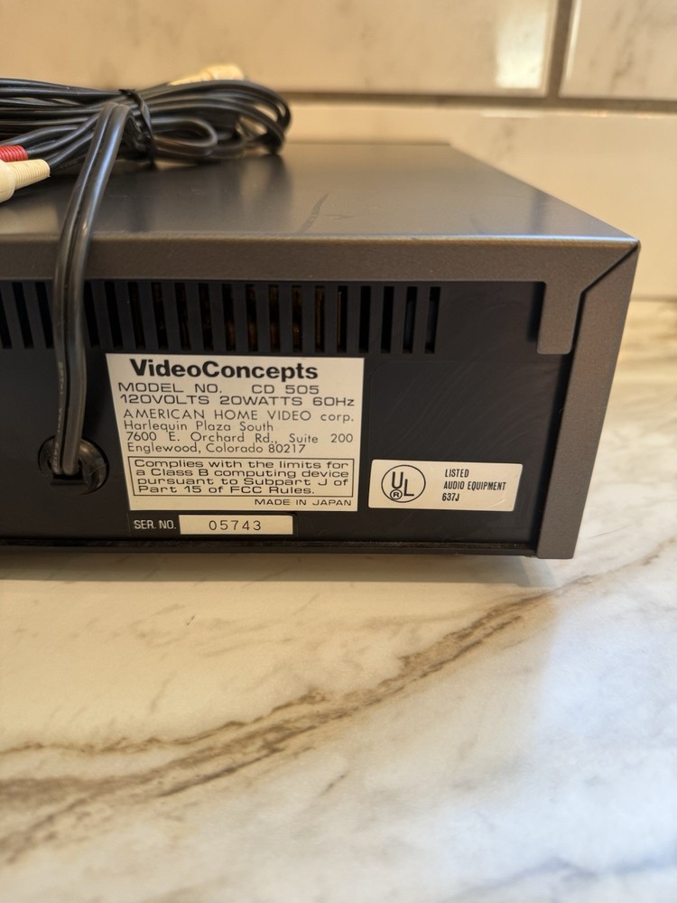 Video Concepts Model No CD 505 Compact Disc “Fast Shipping”