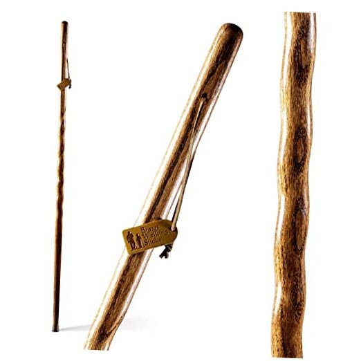 Handcrafted Wood Walking Stick, Twisted Oak, Backpacker Style 58" Brown