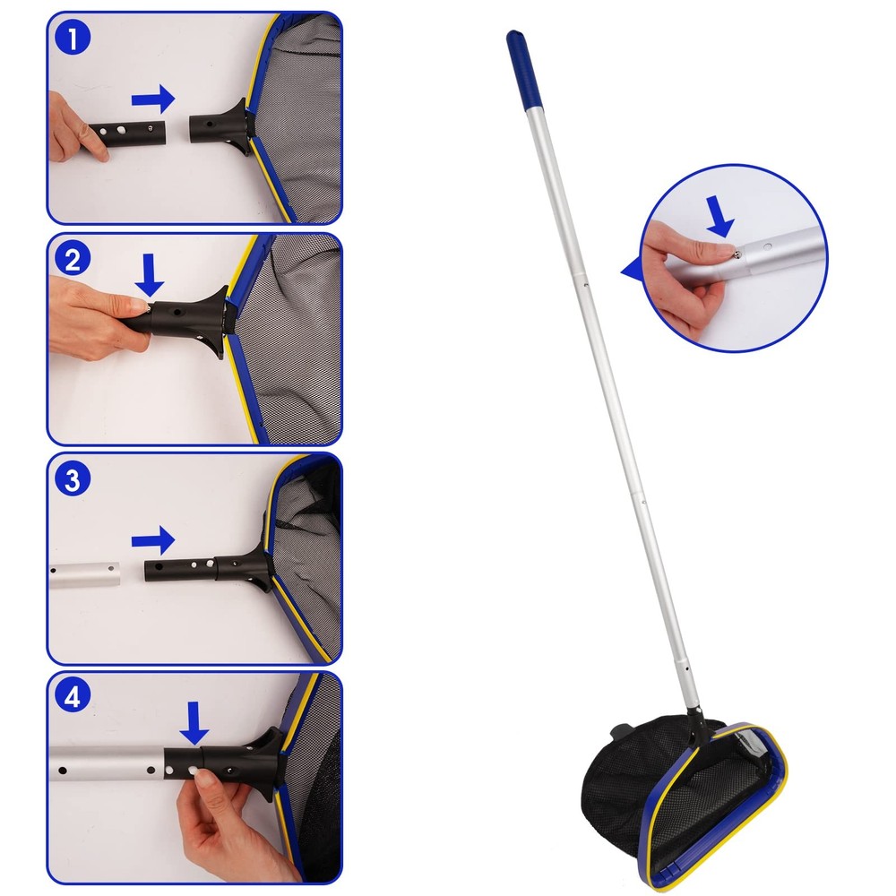 Poolvio Pool Deep Skimmer Net with 3ft-10ft 1.0mm Thick Adjustable Telescopic