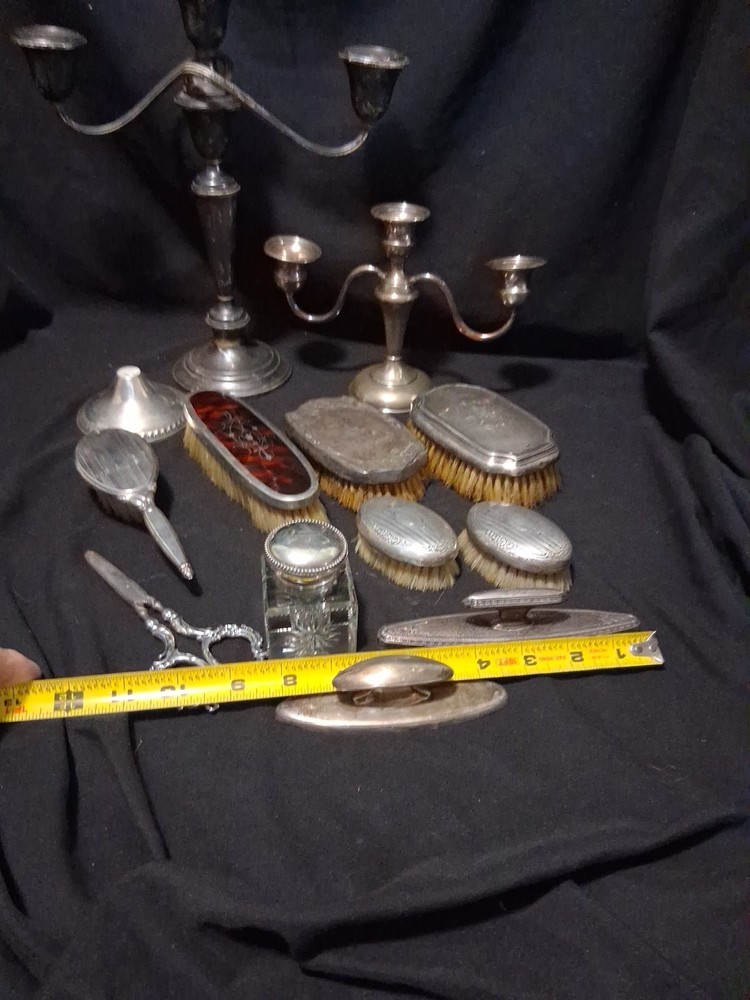 Weighted Sterling Scrap Silver Gorham Candelabra Handle Brushes Inkwell Buffers