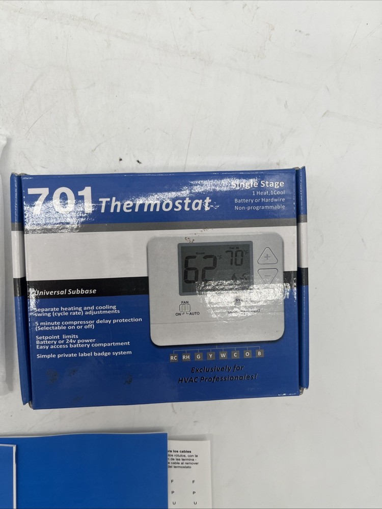 701 Digital Thermostat with Large LCD Display Non-Programmable Single Stage New