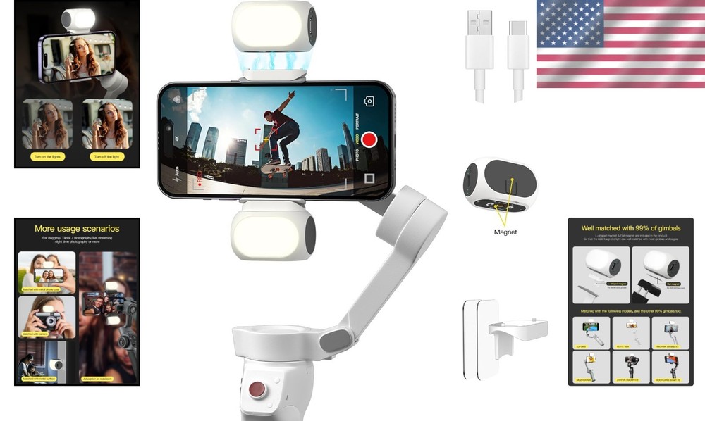 Compact Magnetic Light for DJI Gimbal - Versatile 3 Modes, 10 Brightness Options
