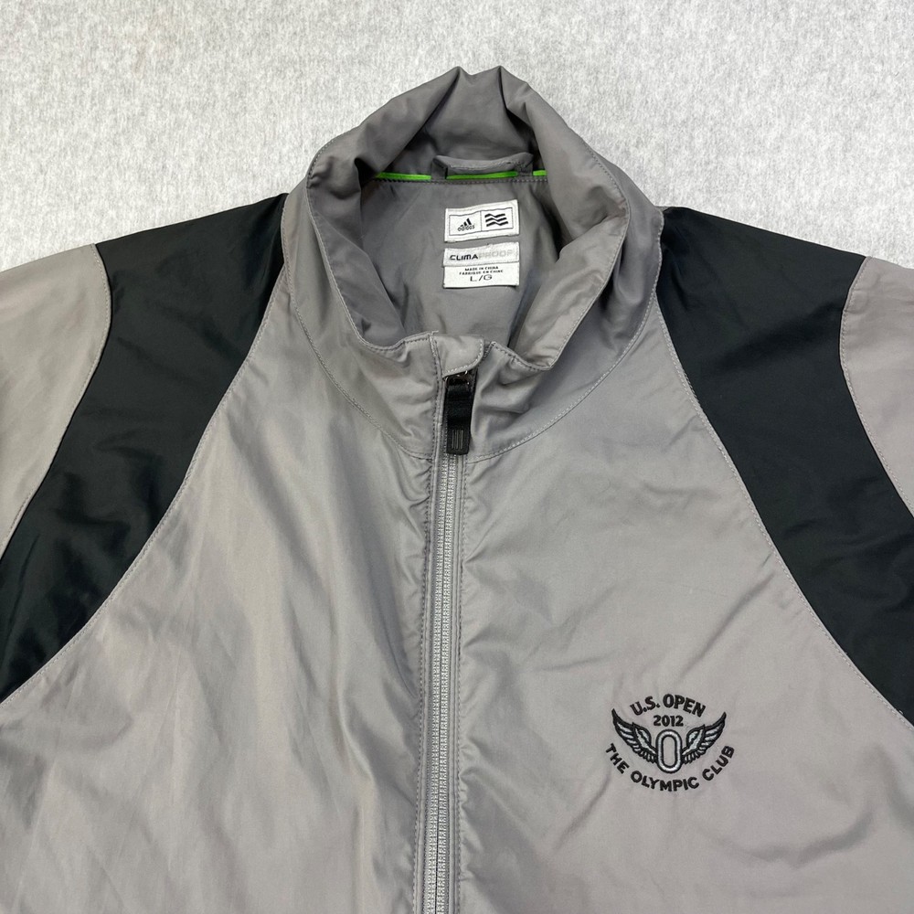 Adidas Golf US Open 2012 Windbreaker Jacket Mens Large Gray Black Pattern Zip