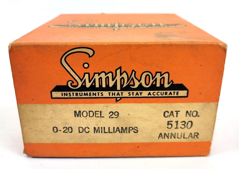 Simpson Instruments Model #29 Cat. # 5130 Annular Panel Meter NOS ~ T243D