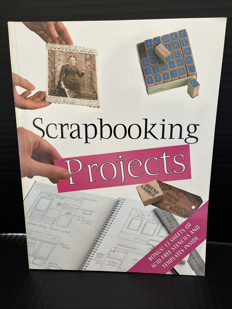 SCRAPBOOKING PROJECTS BOOK W/ STENCILS & TEMPLATES-2005-PAPER BACK