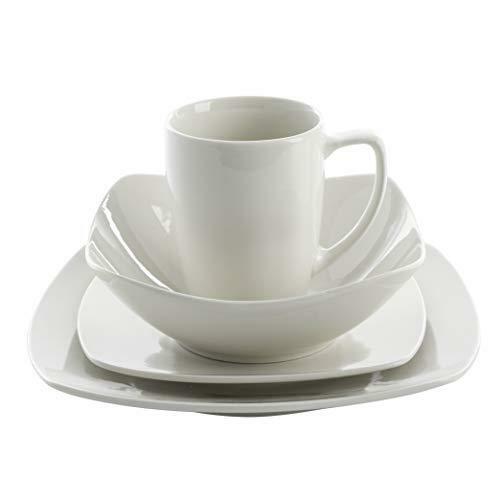 Gibson Home Zen Buffet Dinnerware Set, Service for 4 (16pcs), White (Square)