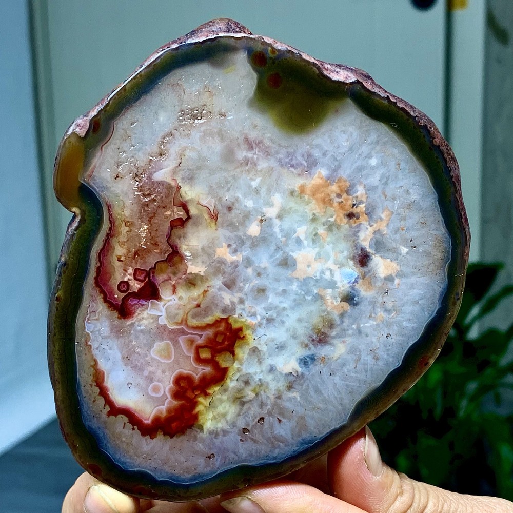287G Natural Beautiful Agate Geode Druzy Slice Extra Large Gemstone
