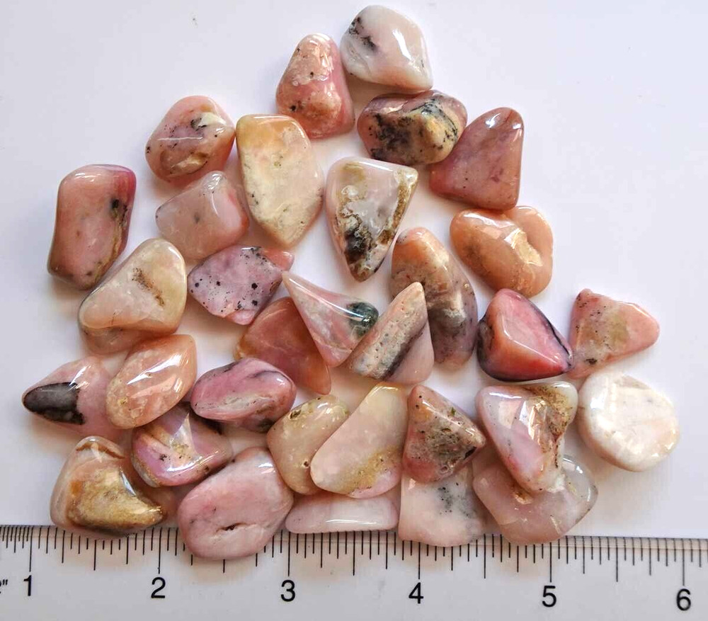 Pink Opal - 30 Tumbled Stones Peru rt491h