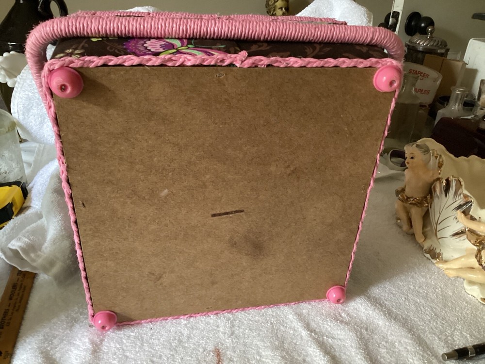 Vintage Butterfly Fabric Sewing Box