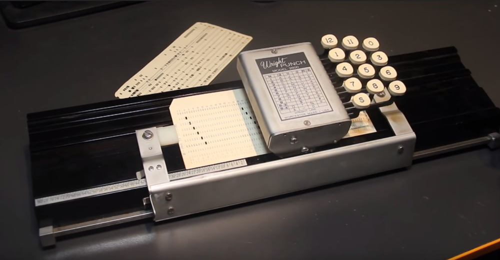 2x VINTAGE MAINFRAME COMPUTER Perforated PUNCH CARDS. IBM 80-column card format