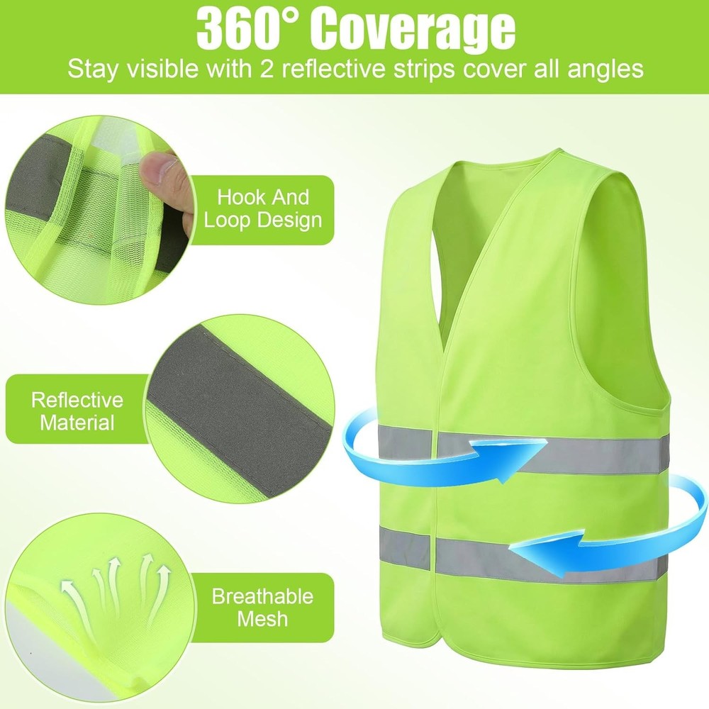 30 PCS High Visibility Safety Vests Reflective Workwear Construction Bulk 2