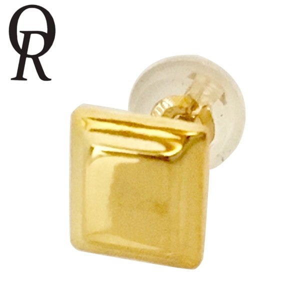 Quiet Room Square Stud Earring, 18K Gold-Plated Silver (Single)