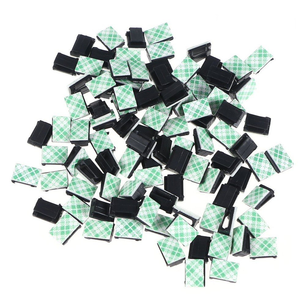 Cable Clip Holders 100pcs Black Adhesive for Smooth Surface Use