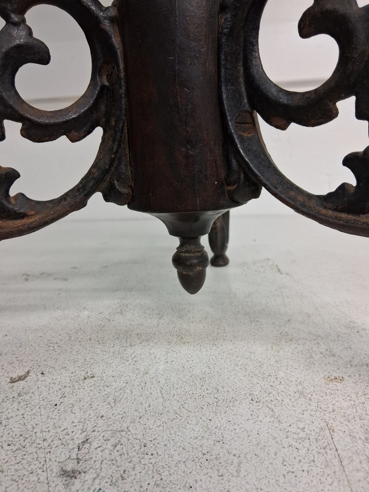 1800’s H D Bentley Upholstered Piano Stool Scrollwork CastIron Legs Original Con