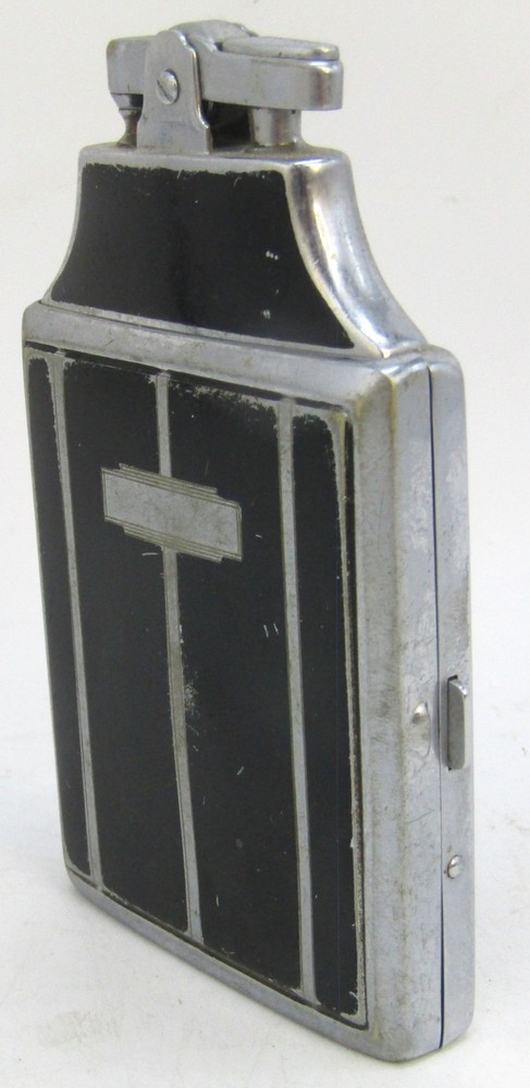 Vintage Ronson Black/Silver Cigarette Case with Lighter.
