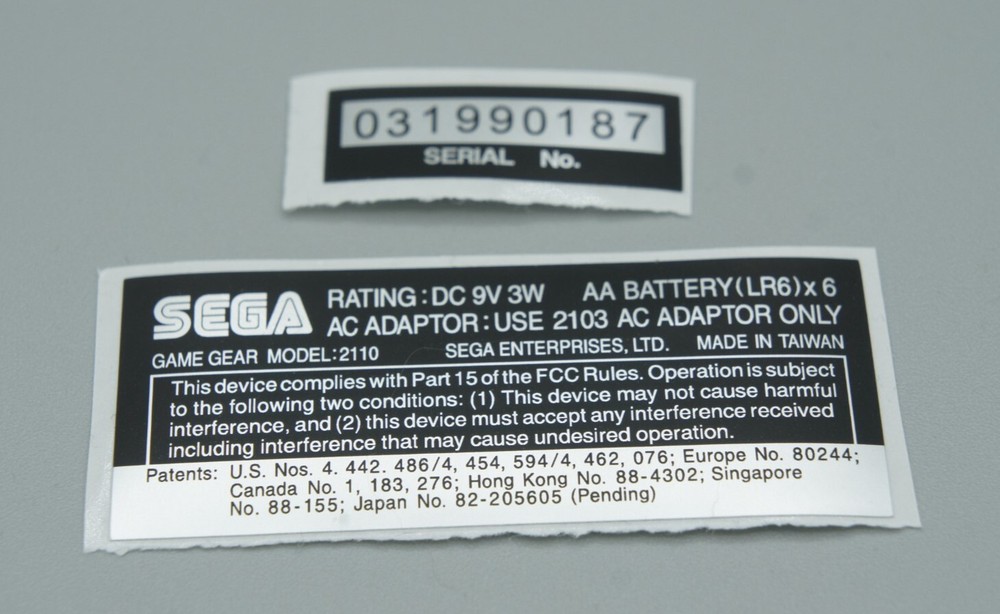 Game Gear Replacement Shell Sticker