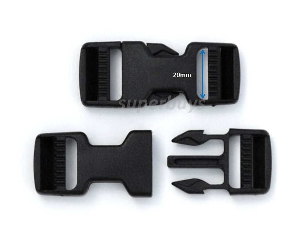 20mm Dual Adjustable Side Quick Release Buckle Clip Cord Strap Webbing Bag DA