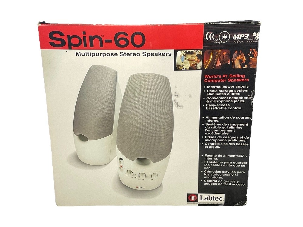 Labtec Spin-60 Multipurpose Stereo Computer Speakers - Open Box