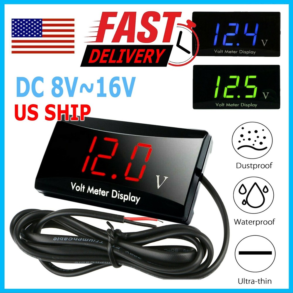 12V Digital LED Display Voltmeter Voltage Gauge Panel Meter For Car Motorcycle