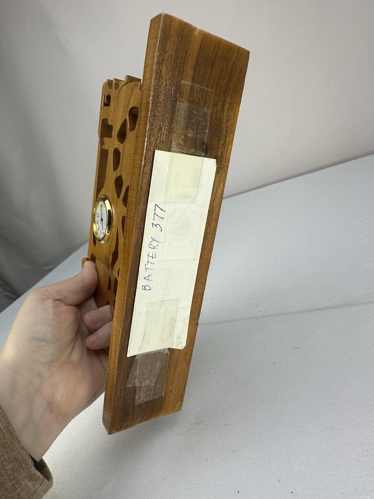 Handmade Wooden Desk Clock Featuring A Train Design