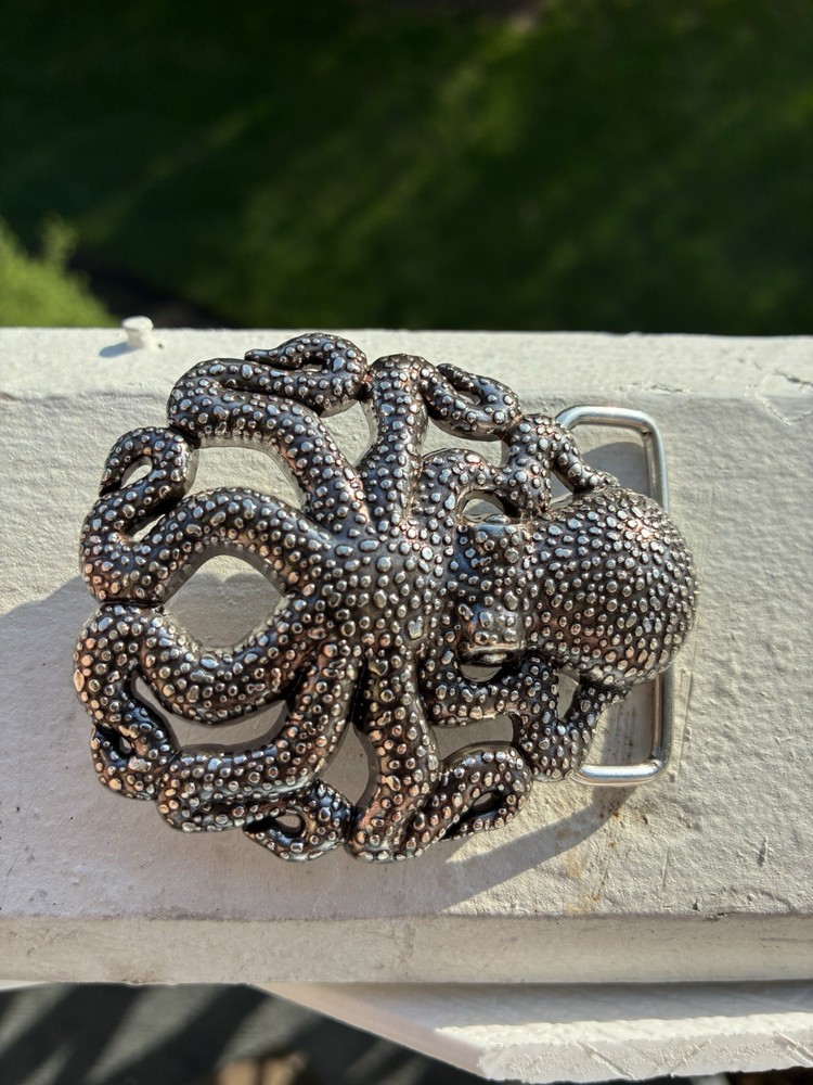 Octopus Belt Buckle – Antique Silver Statement Piece