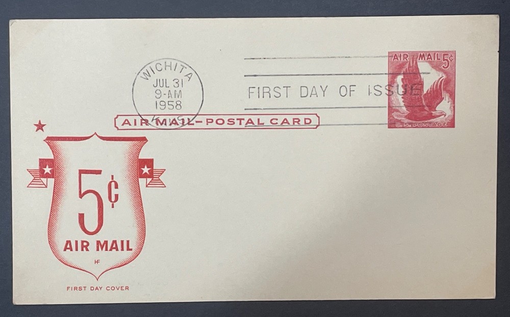 US FDC 1958 SC #UXC2 AIRMAIL POSTAL CARD UNADDRESSED
